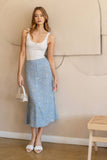 Floral Midi Skirt || Dusty Blue