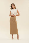 Midi Pencil Skirt || Camel