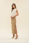 Midi Pencil Skirt || Camel