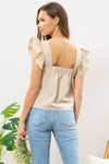 Flutter Sleeve Top || Khaki