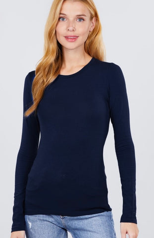 Long Sleeve Crew Neck || Navy