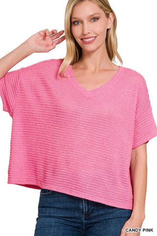 Drop Shoulder Sweater || Candy Pink