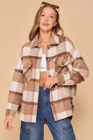 Taupe Plaid || Shacket