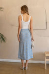 Floral Midi Skirt || Dusty Blue