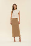 Midi Pencil Skirt || Camel