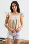 Flutter Sleeve Top || Khaki